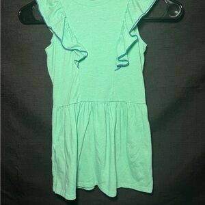 Cat & Jack Mint Green Ruffle Tank Dress with Blue Trim